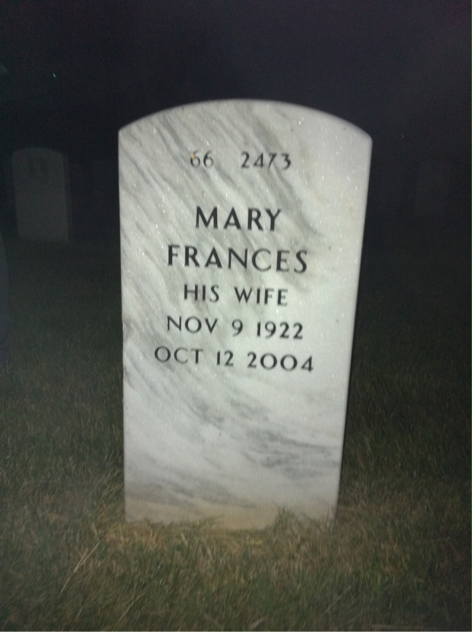 Back of headstone — Ralph Whitt