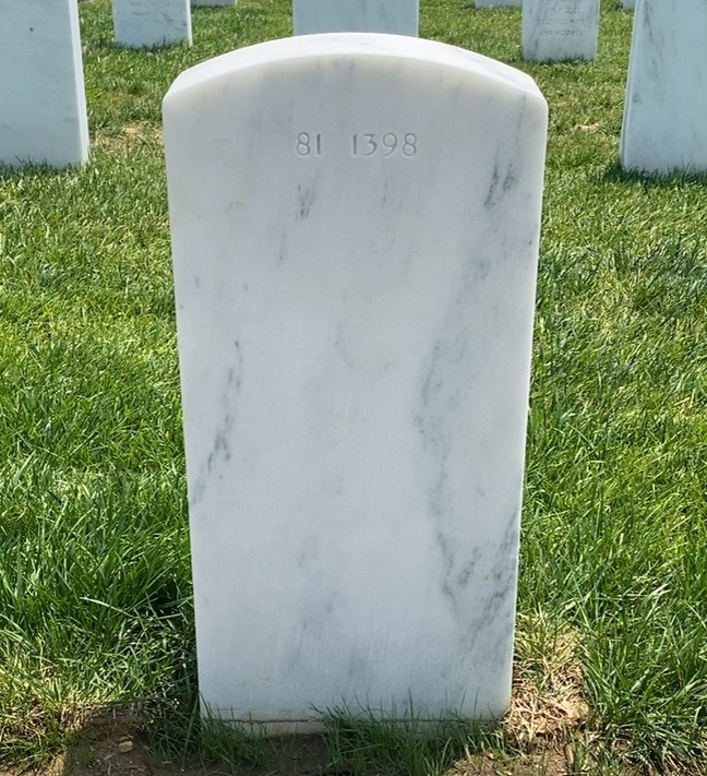 Back of headstone — Walter Stephen Brown