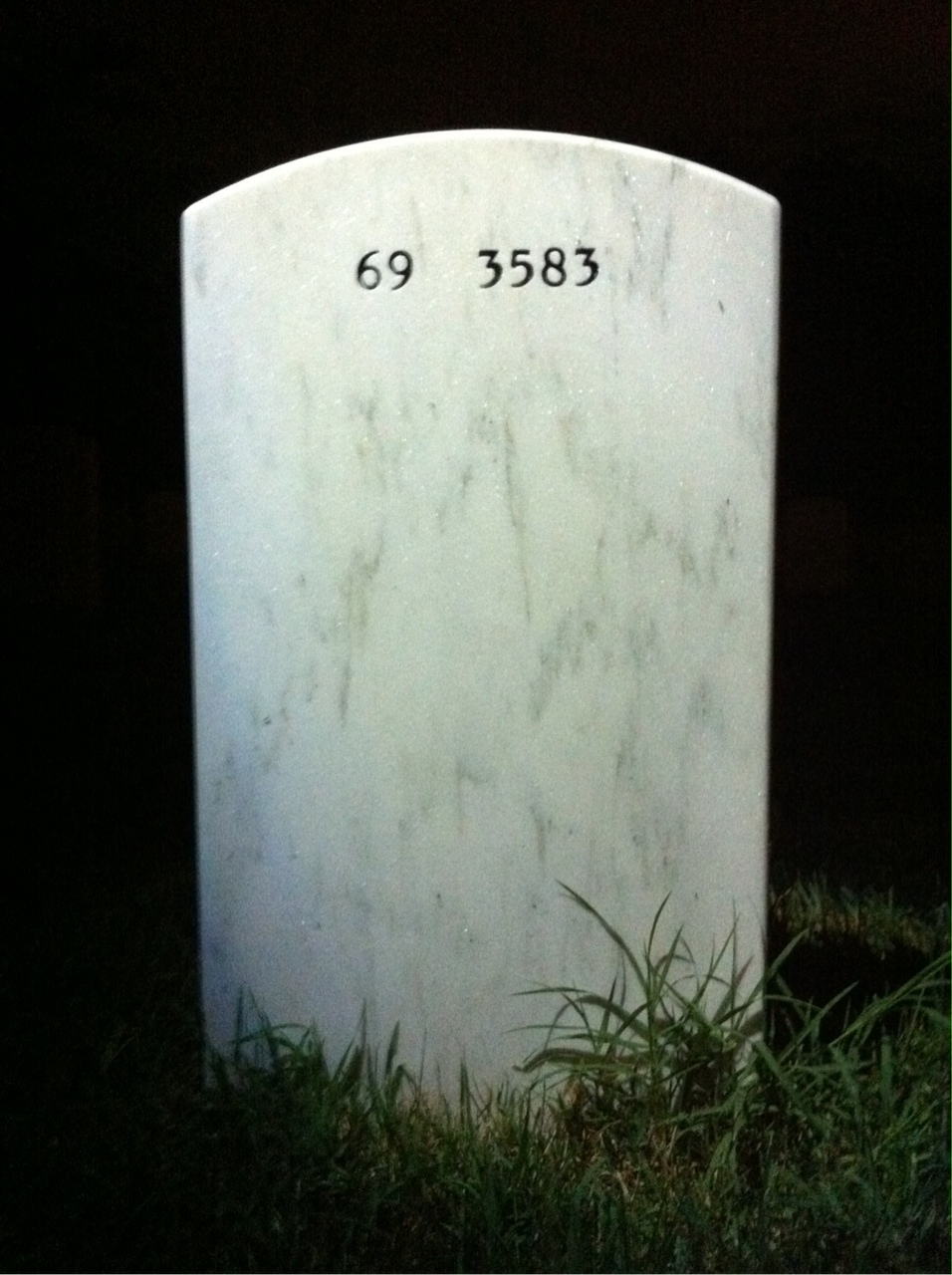 Back of headstone — William Dennery