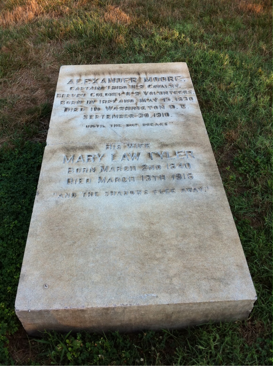 Back of headstone — Mary Moore