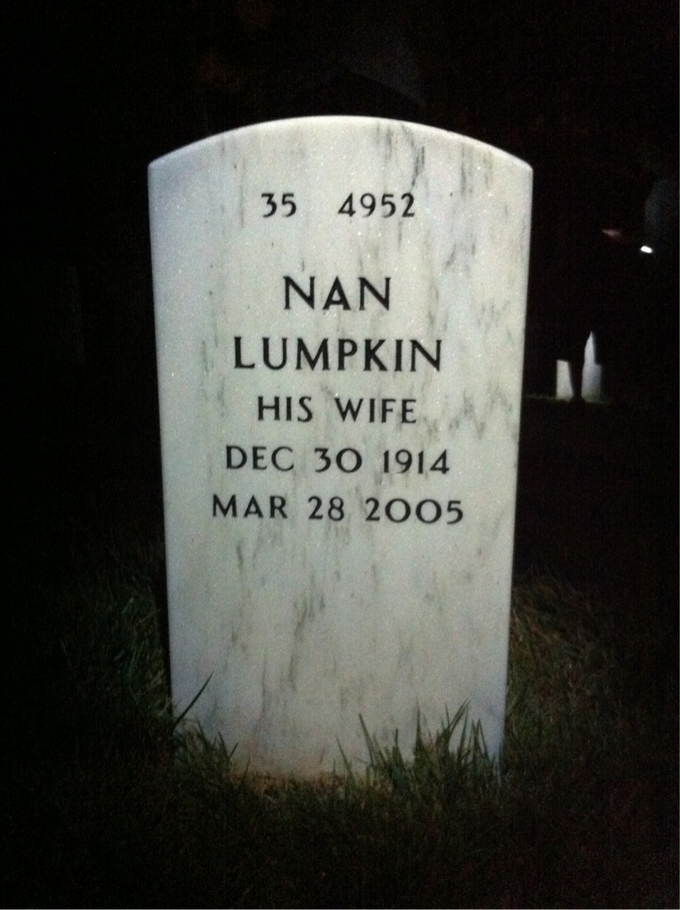 Back of headstone — Obed Hopper