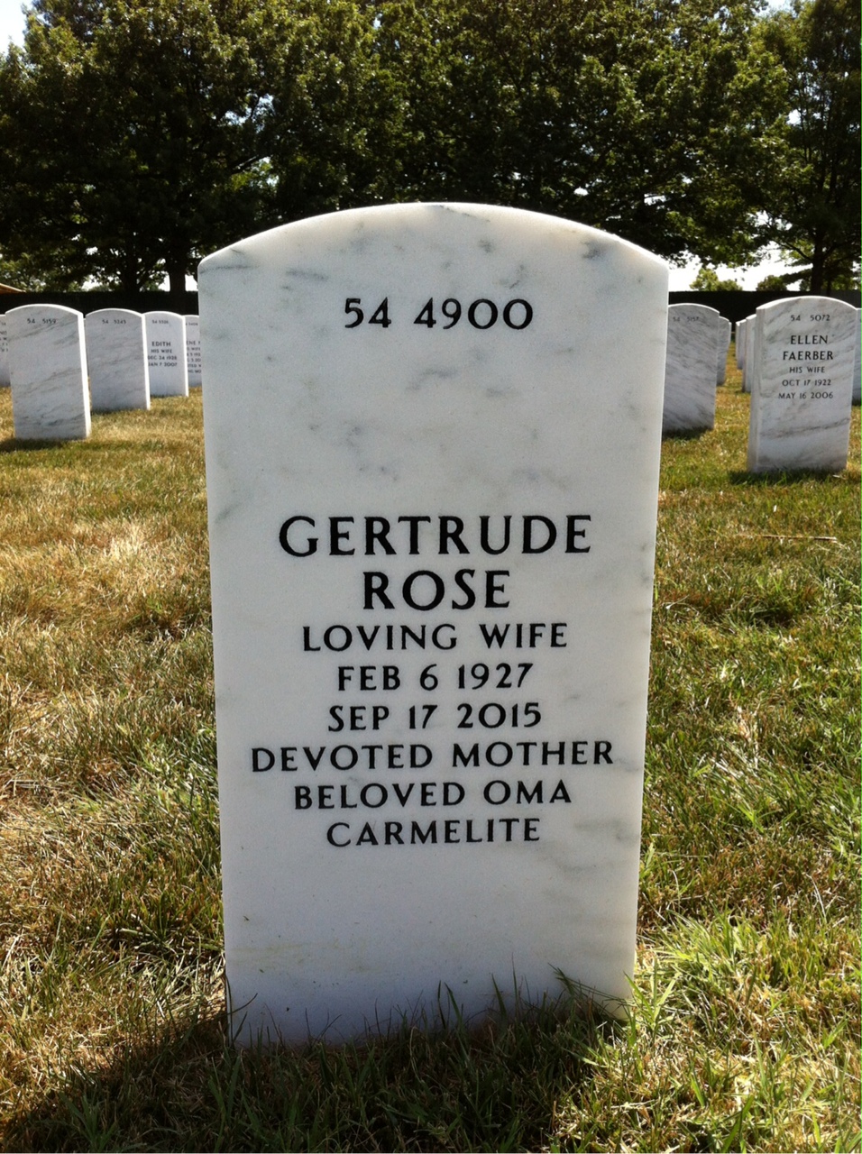 Back of headstone — William Fox