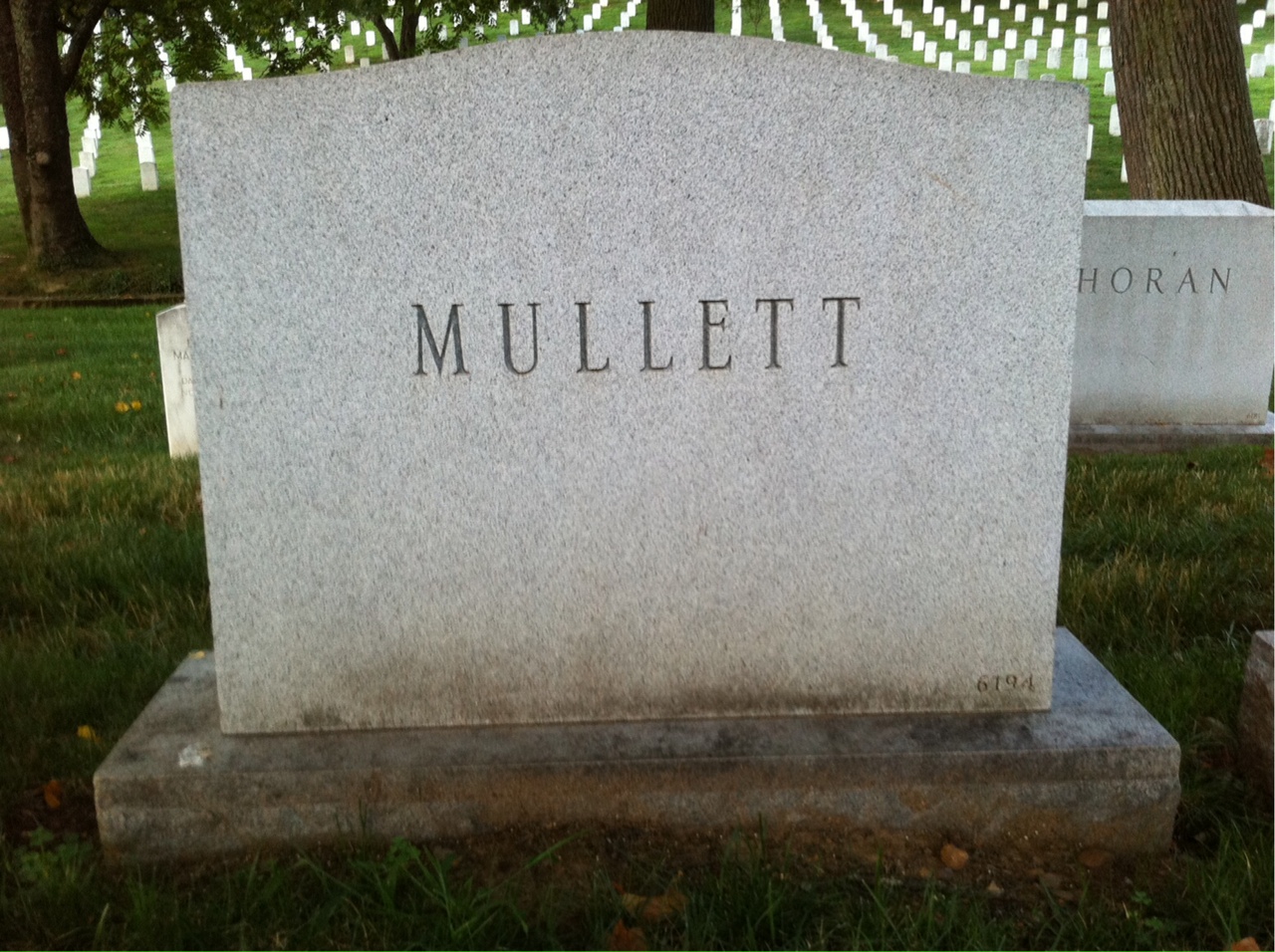 Back of headstone — Richard Mullett