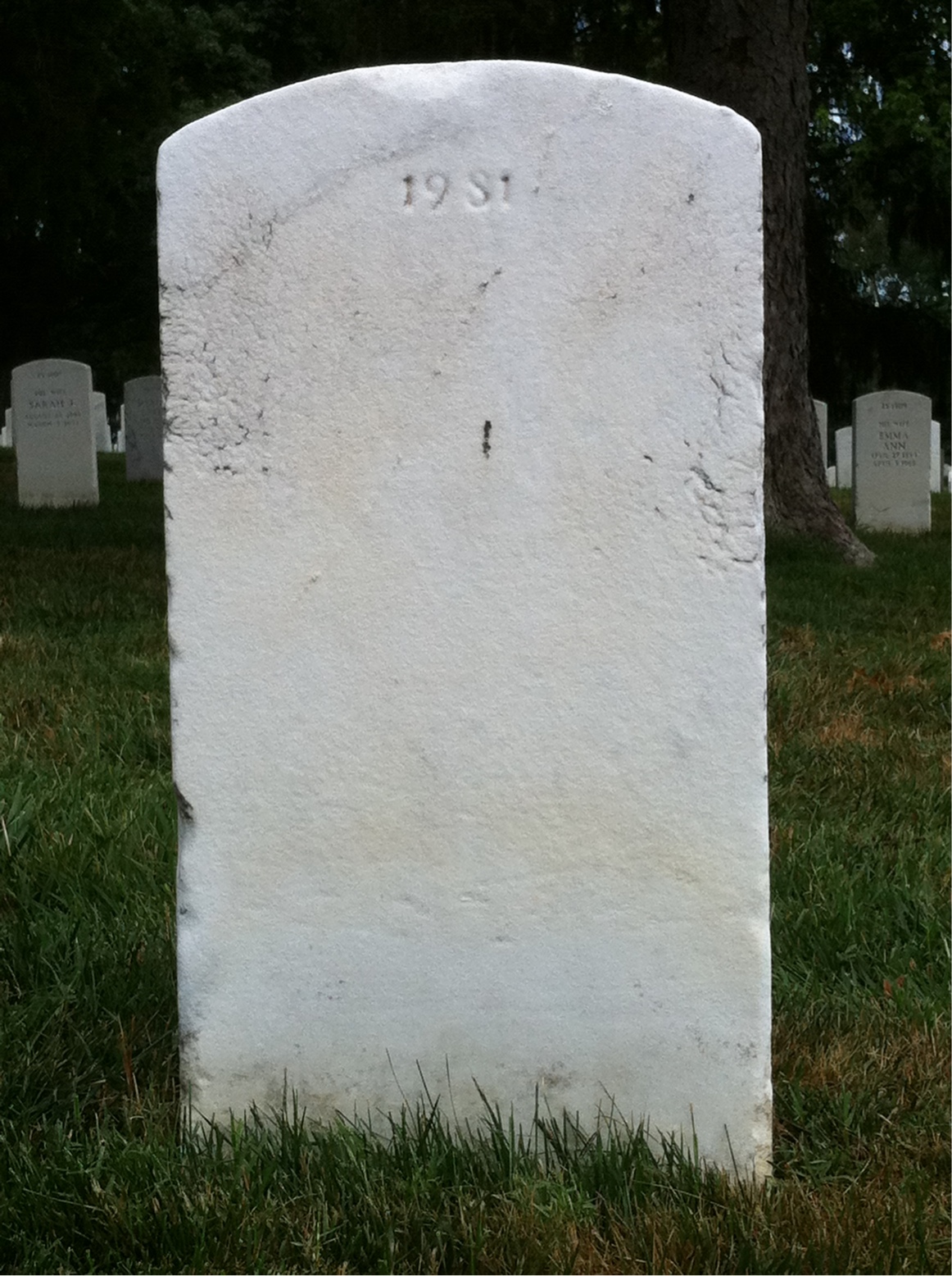 Back of headstone — James Contee