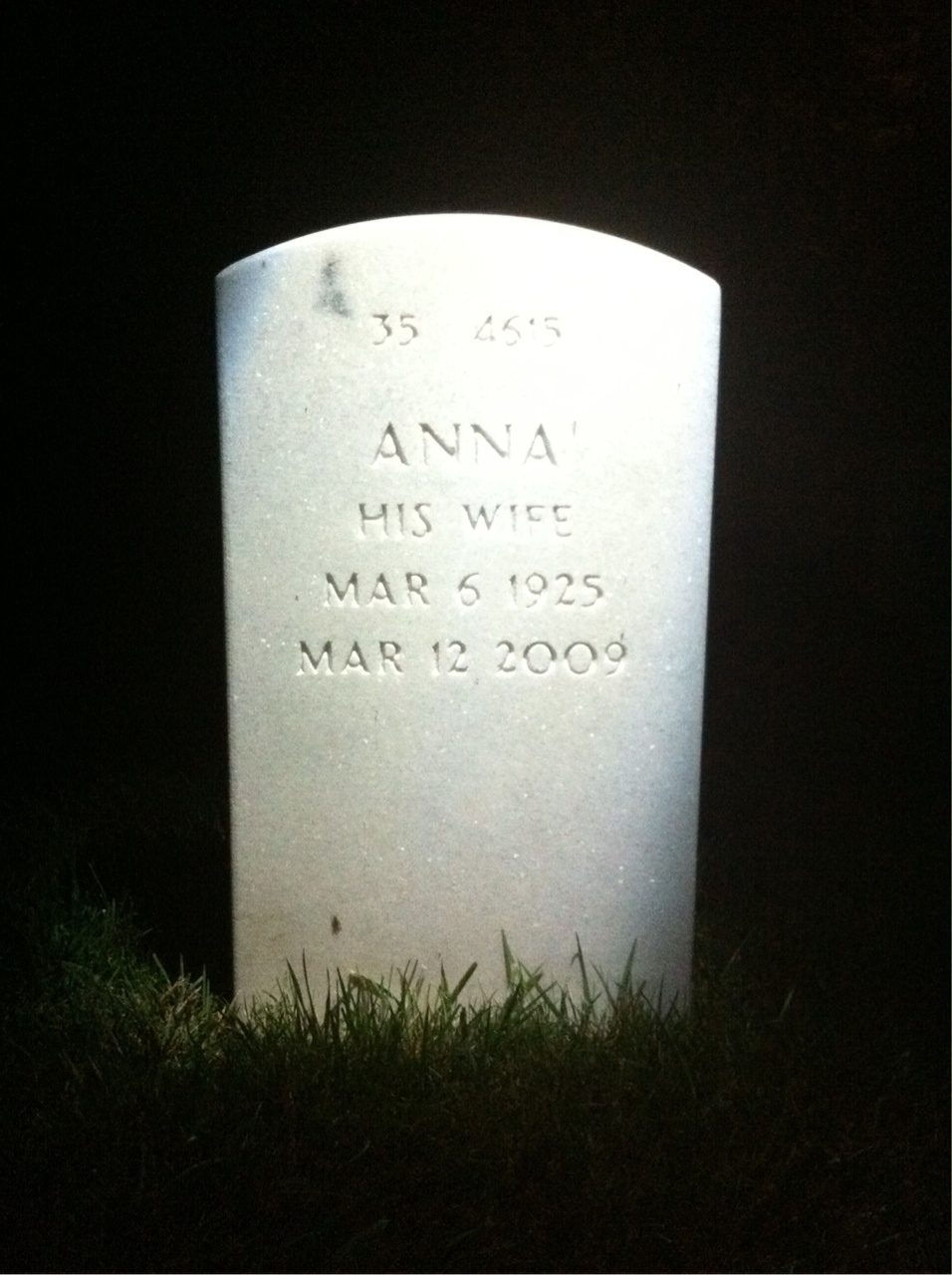 Back of headstone — Francis Kuntz