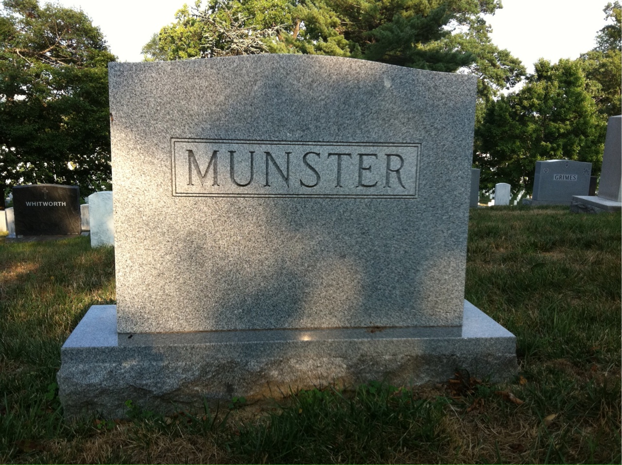 Back of headstone — August Munster
