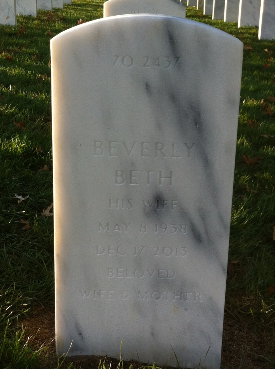 Back of headstone — Wilson Allen Shoffner