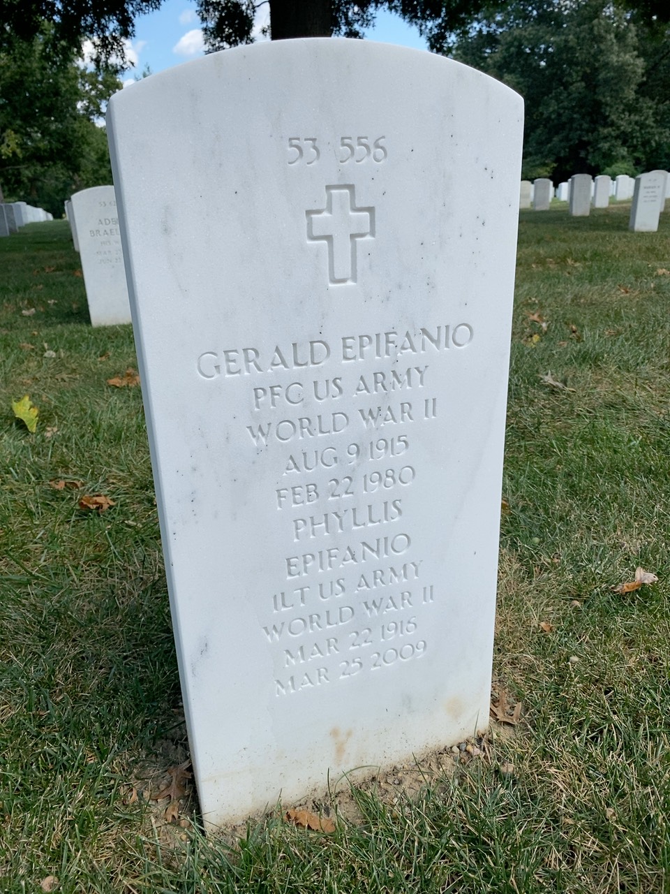 Back of headstone — Gerald Epifanio