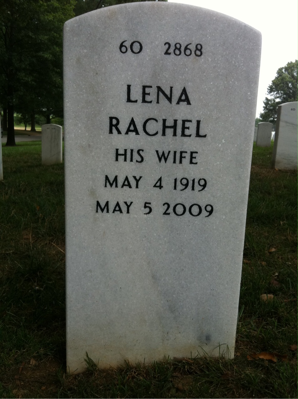Back of headstone — Rodney Speelman