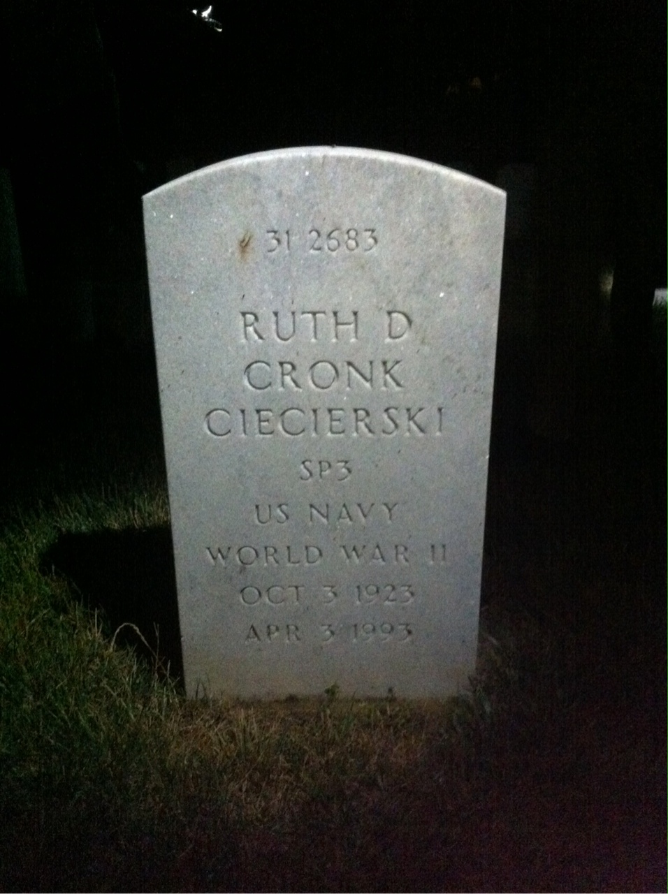 Back of headstone — Zigmunt Joseph Ciecierski