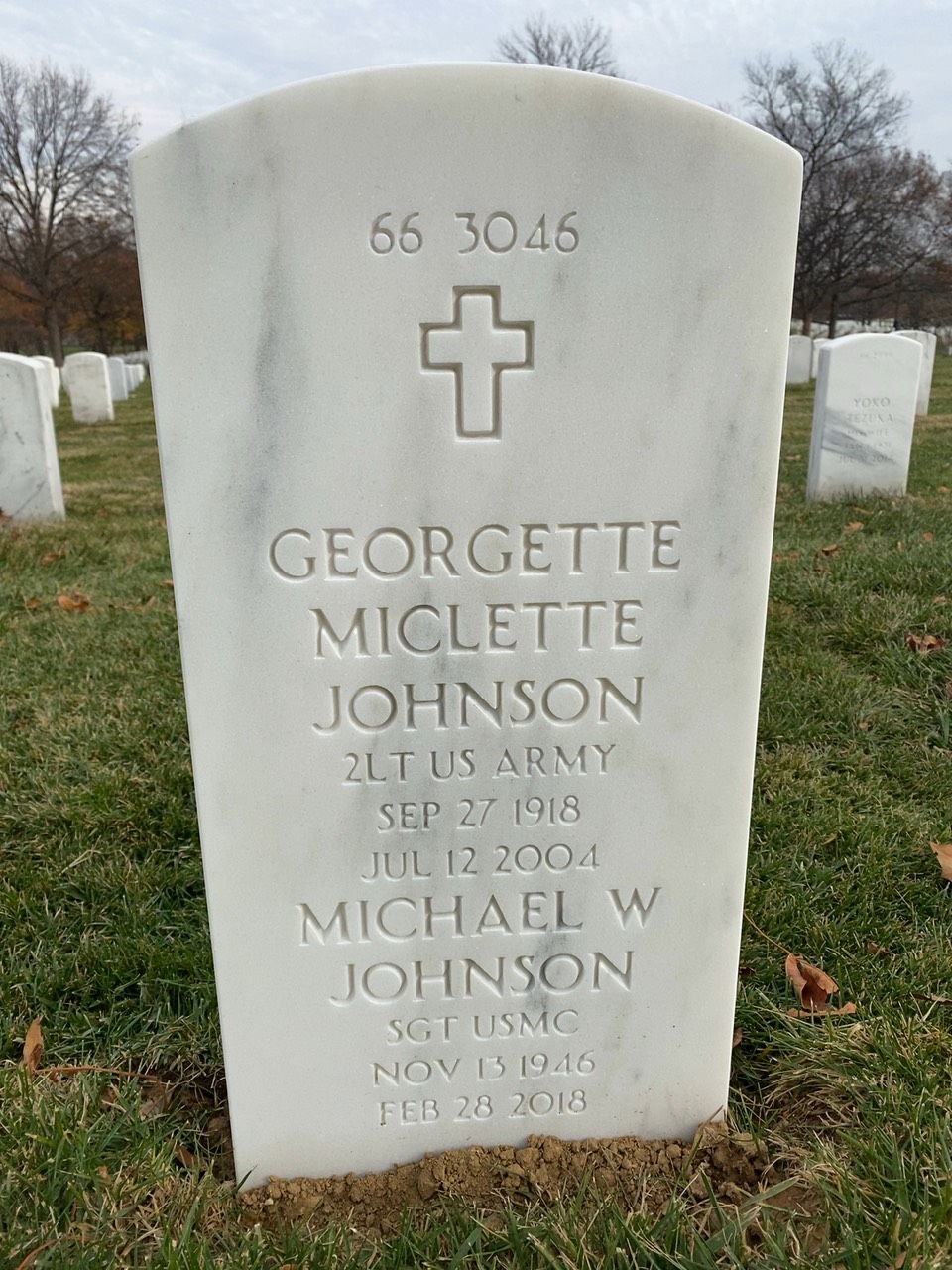 Back of headstone — Georgette Johnson