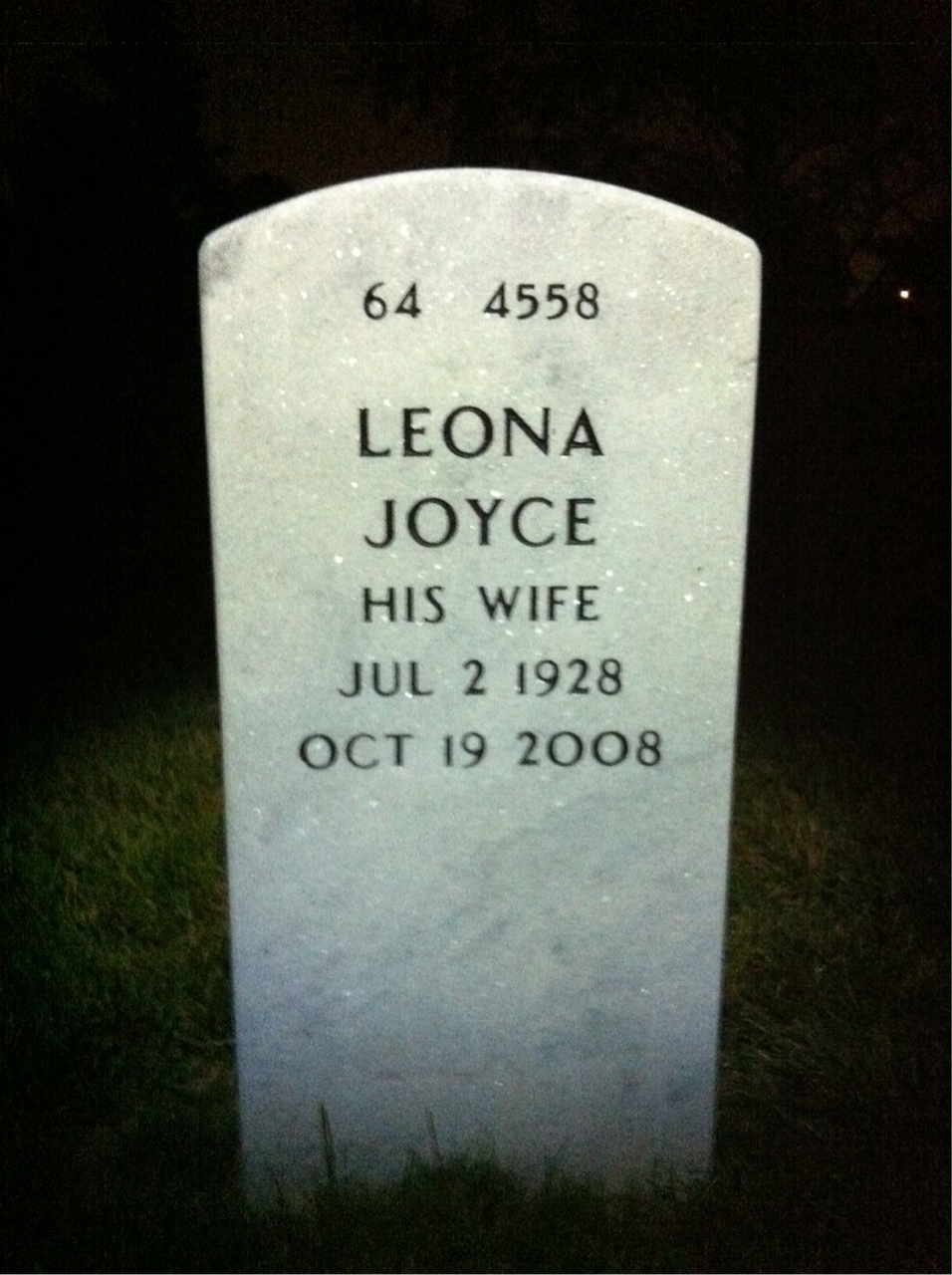 Back of headstone — Ralph Walters