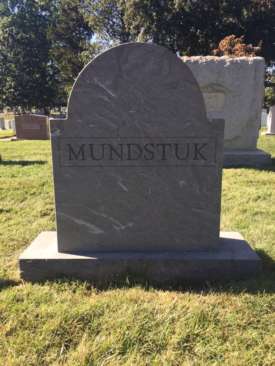 Back of headstone — Jack Mundstuk