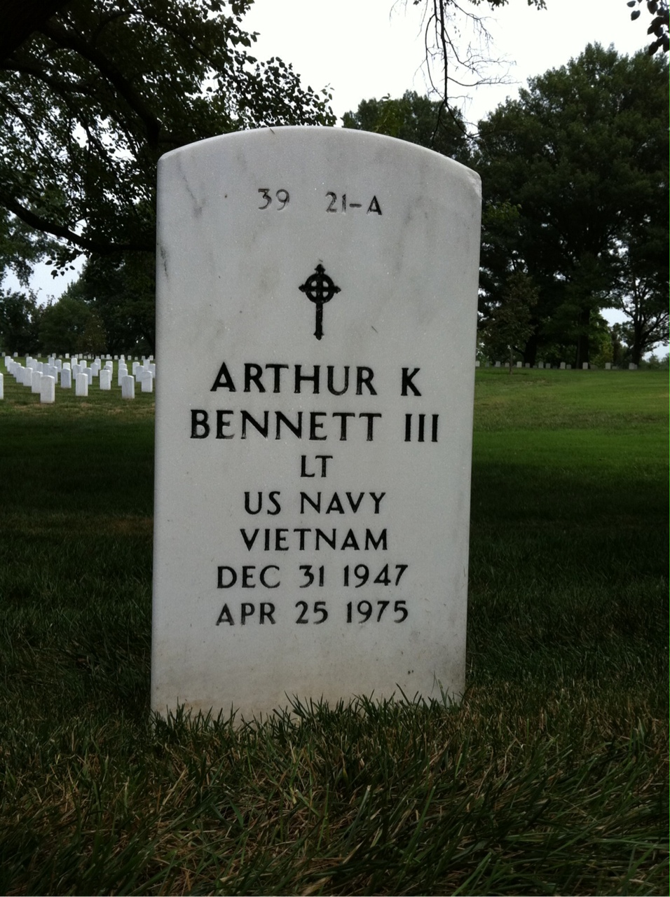 Back of headstone — Arthur Bennett