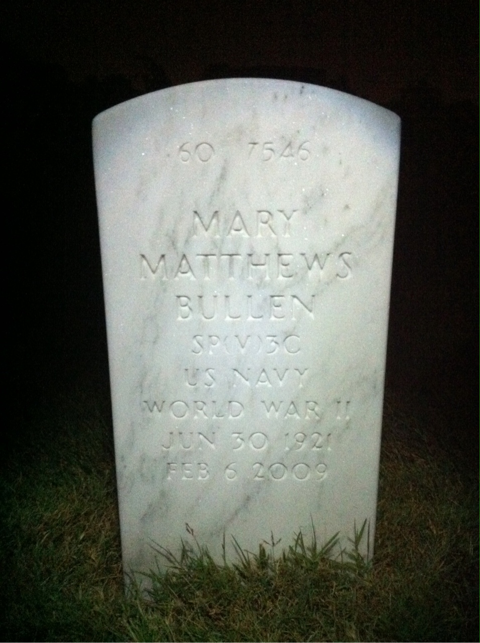 Back of headstone — Howard Bullen