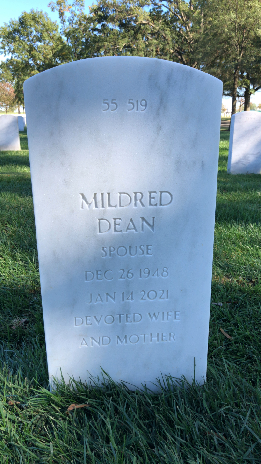 Back of headstone — Wilbert W Green