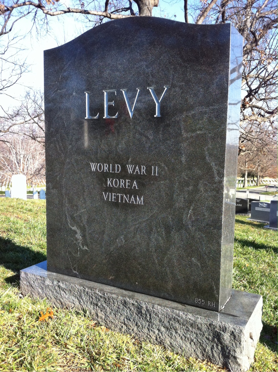 Back of headstone — Irwin Levy