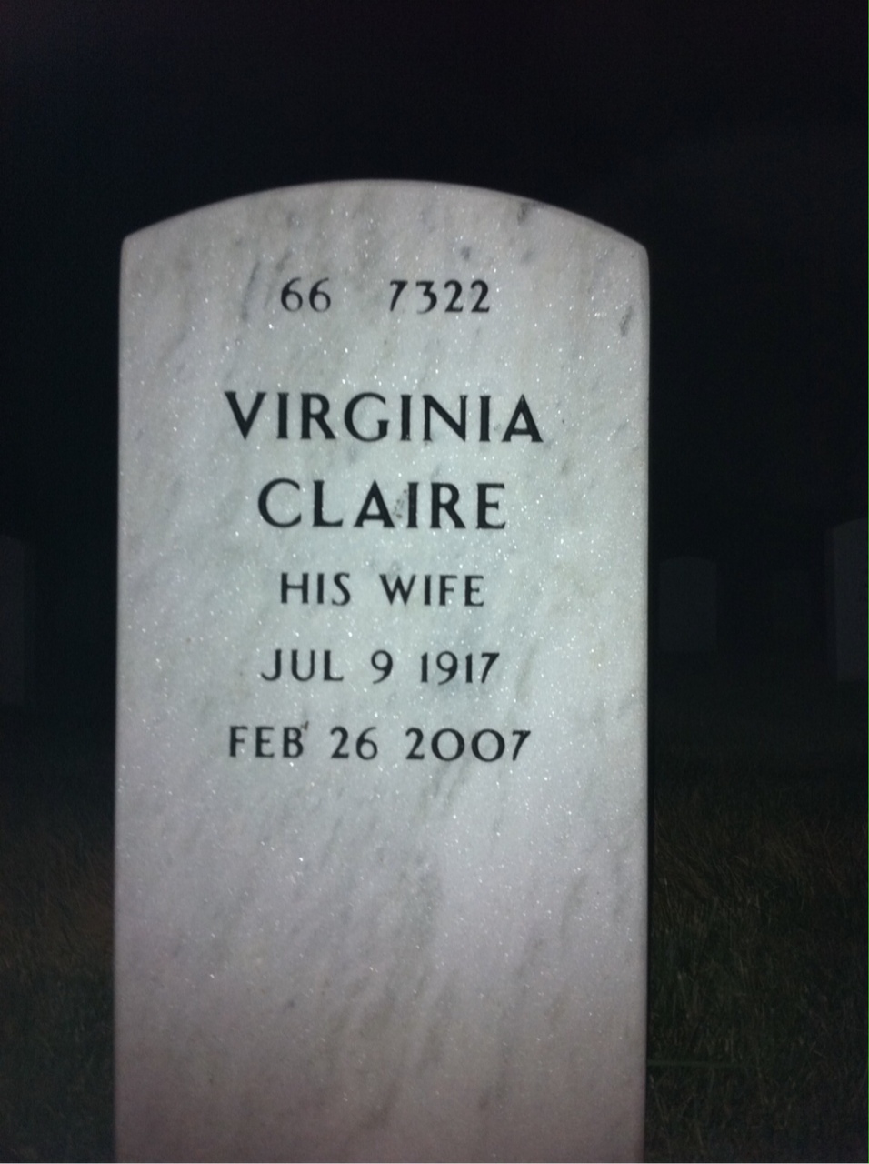 Back of headstone — Wilmon Ayer
