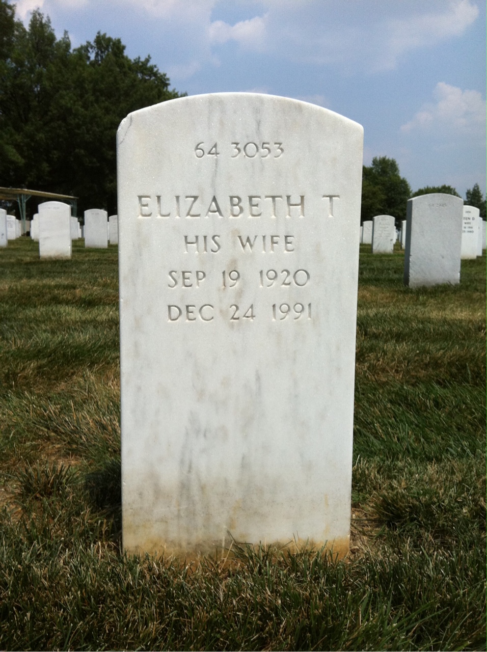 Back of headstone — Benjamin J Lloyd