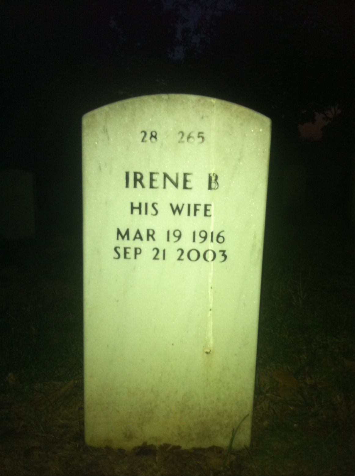Back of headstone — Linton Sims