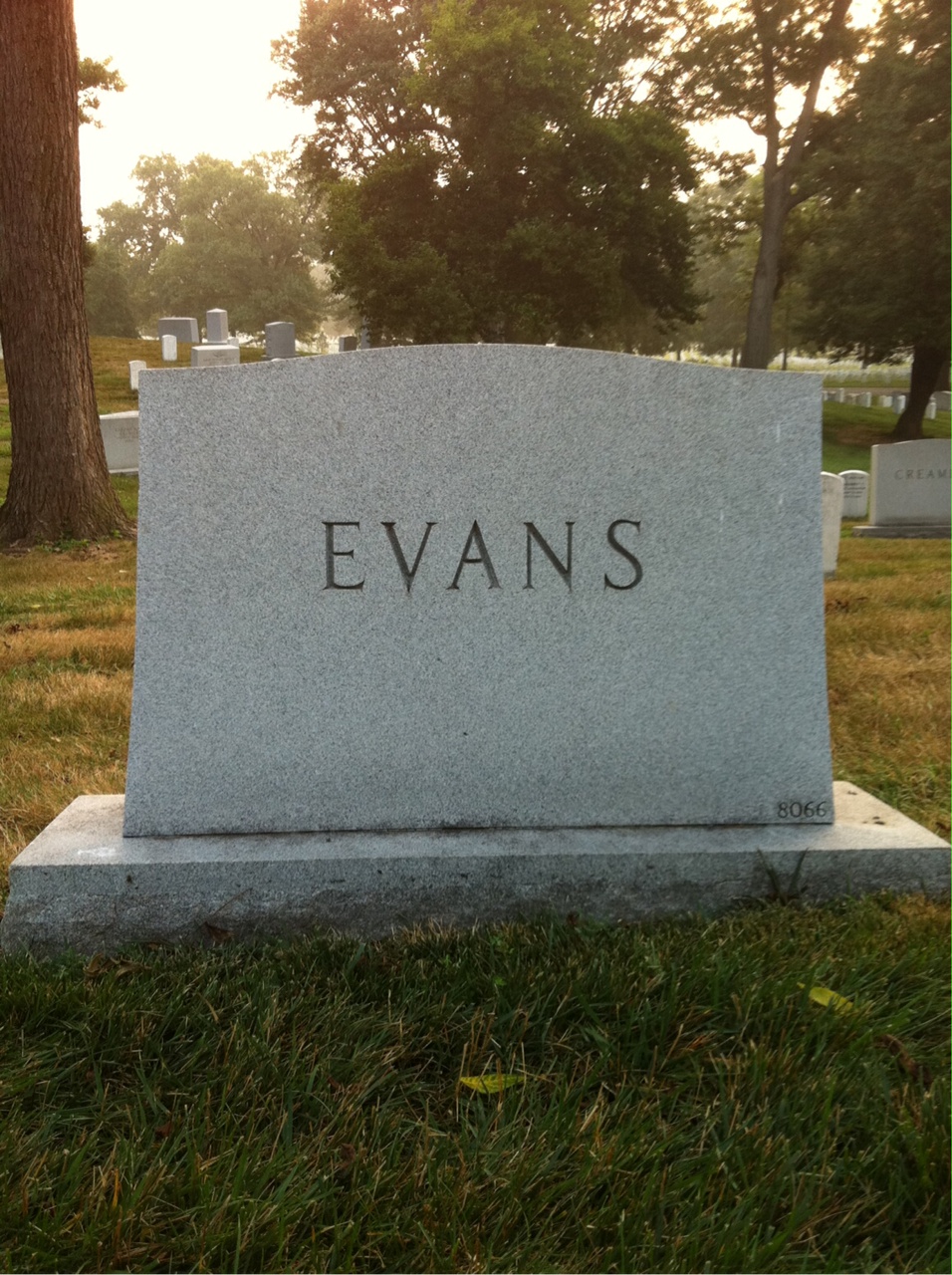 Back of headstone — Walter Evans