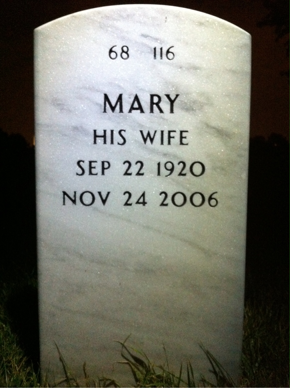 Back of headstone — John Mcnulty