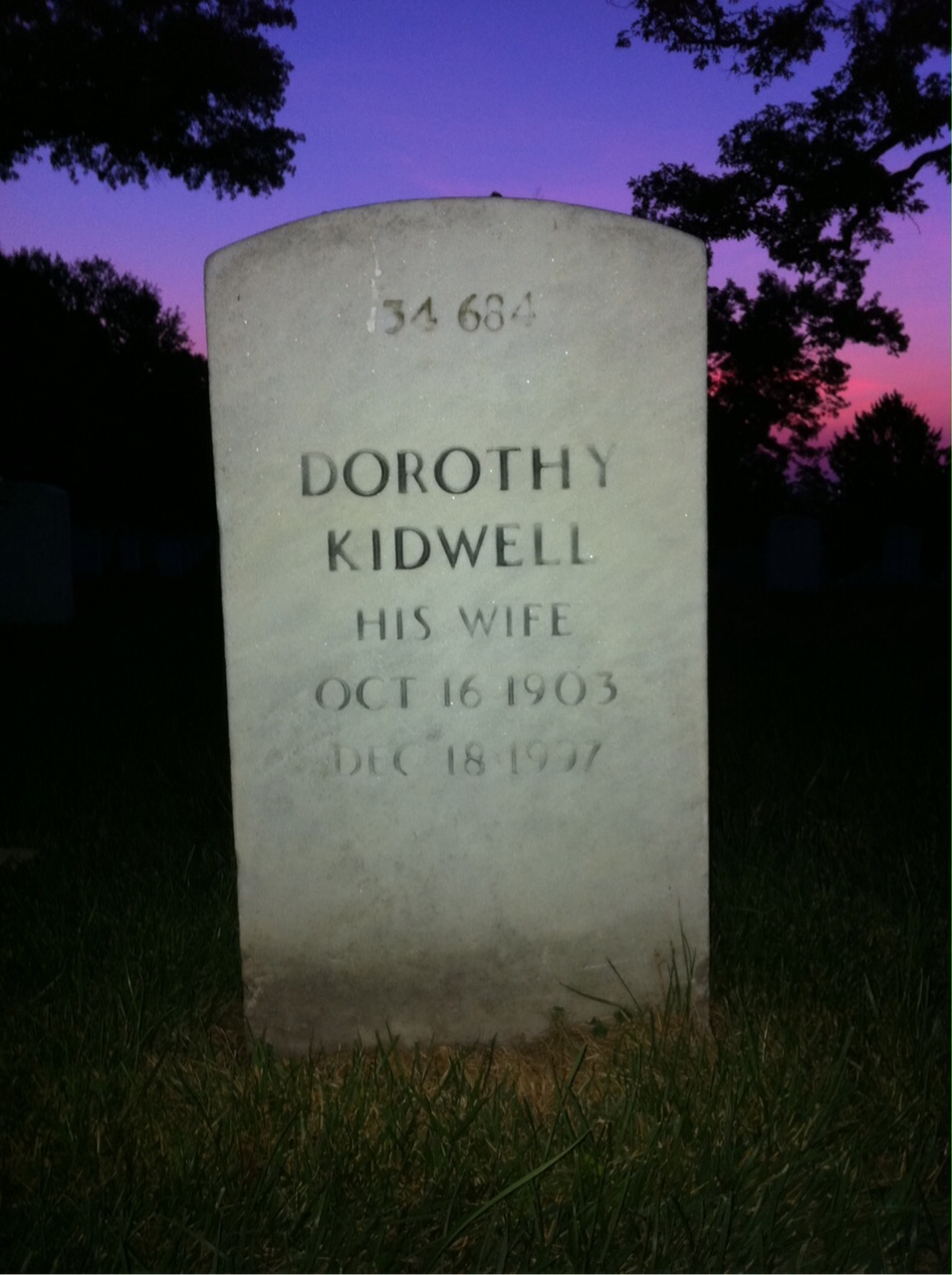 Back of headstone — Dorothy Moreland
