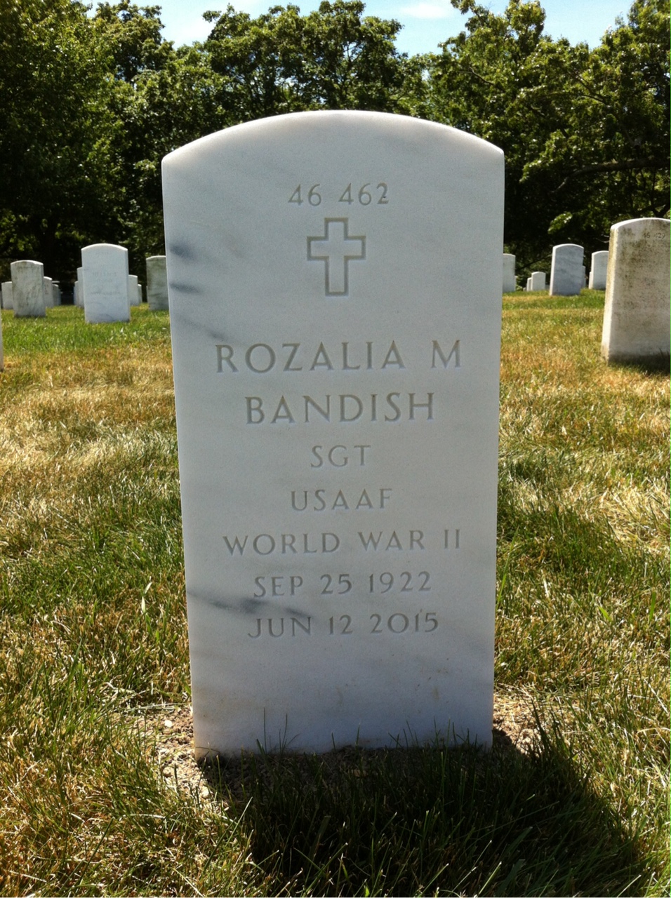 Back of headstone — Rozalia Bandish