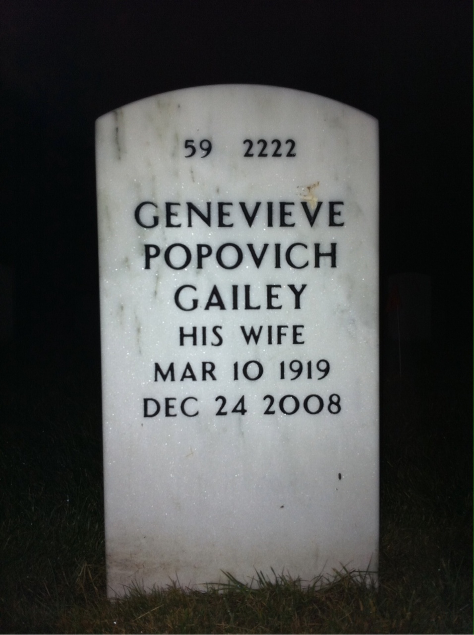 Back of headstone — Francis Popovich