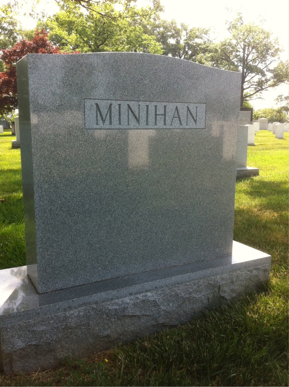 Back of headstone — Charles Minihan