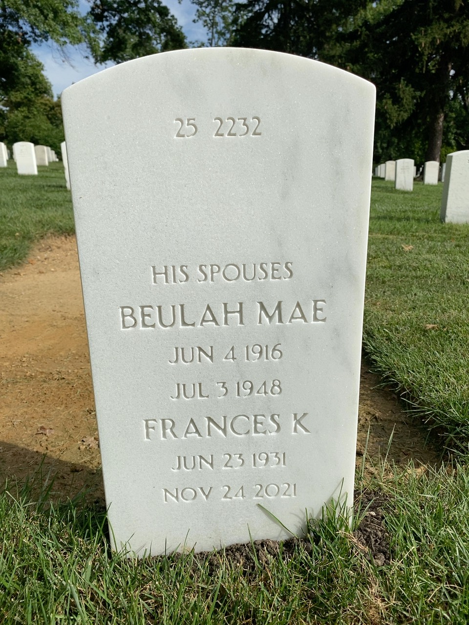 Back of headstone — Ozell Moses