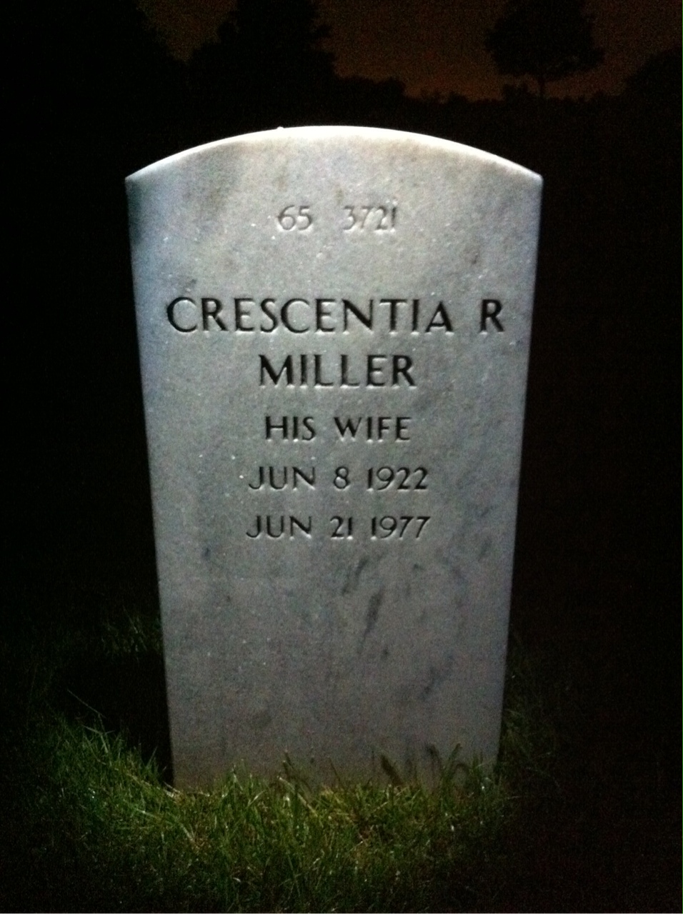 Back of headstone — Robert Miller