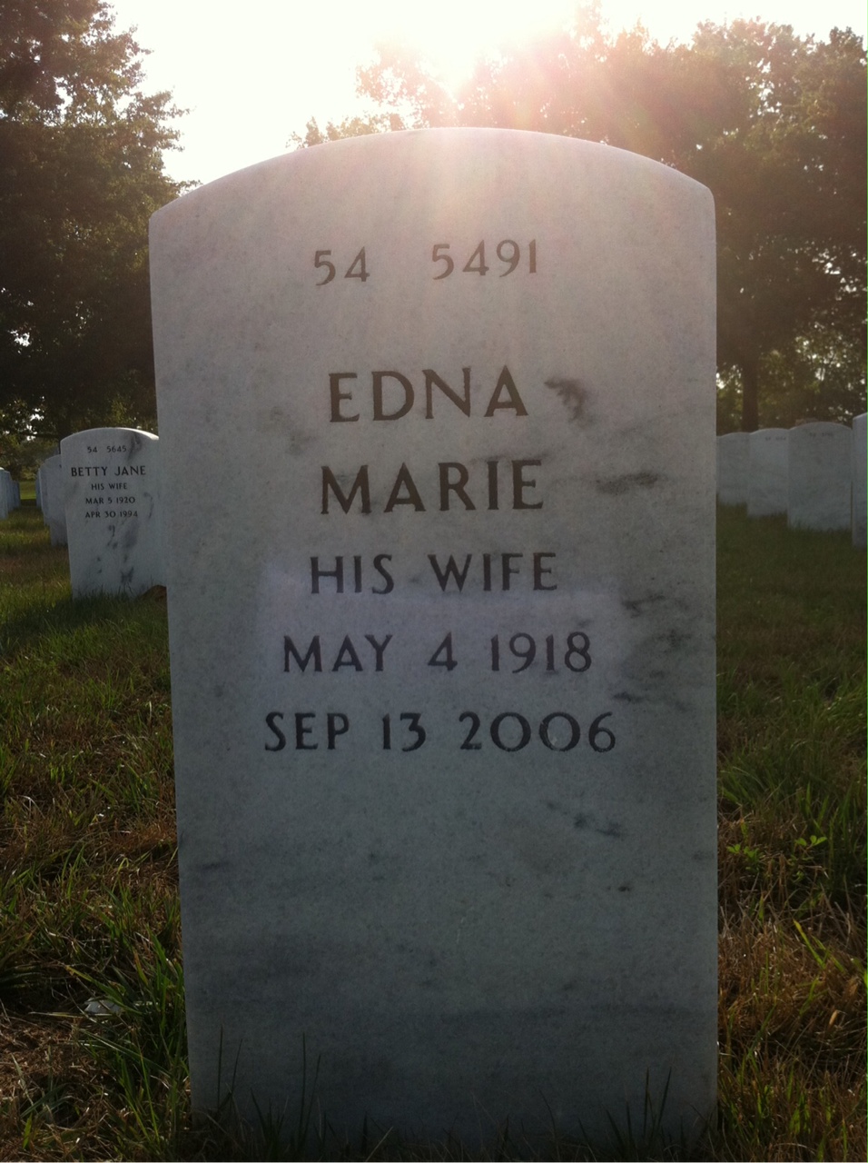 Back of headstone — Marvin Kay