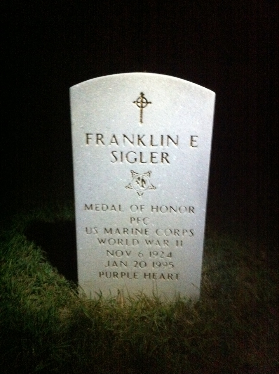 Headstone shared by 2 interments, including Franklin E Sigler