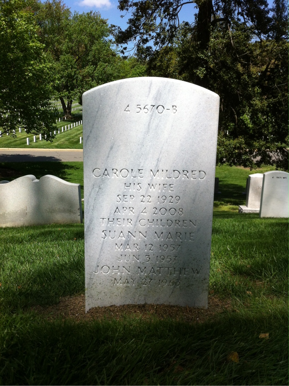 Back of headstone — Robert Cronk
