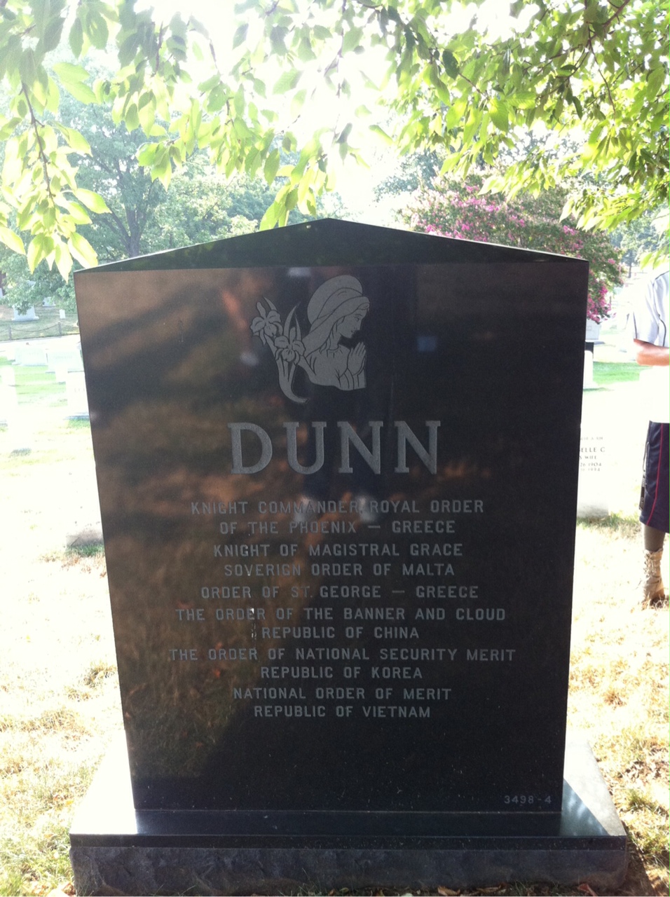 Back of headstone — John Dunn