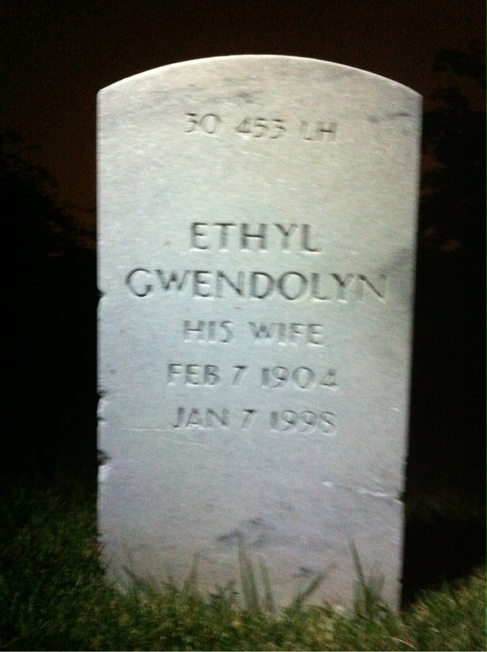 Back of headstone — William S Maxwell