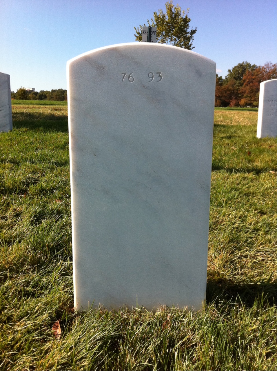 Back of headstone — Phillip Baker