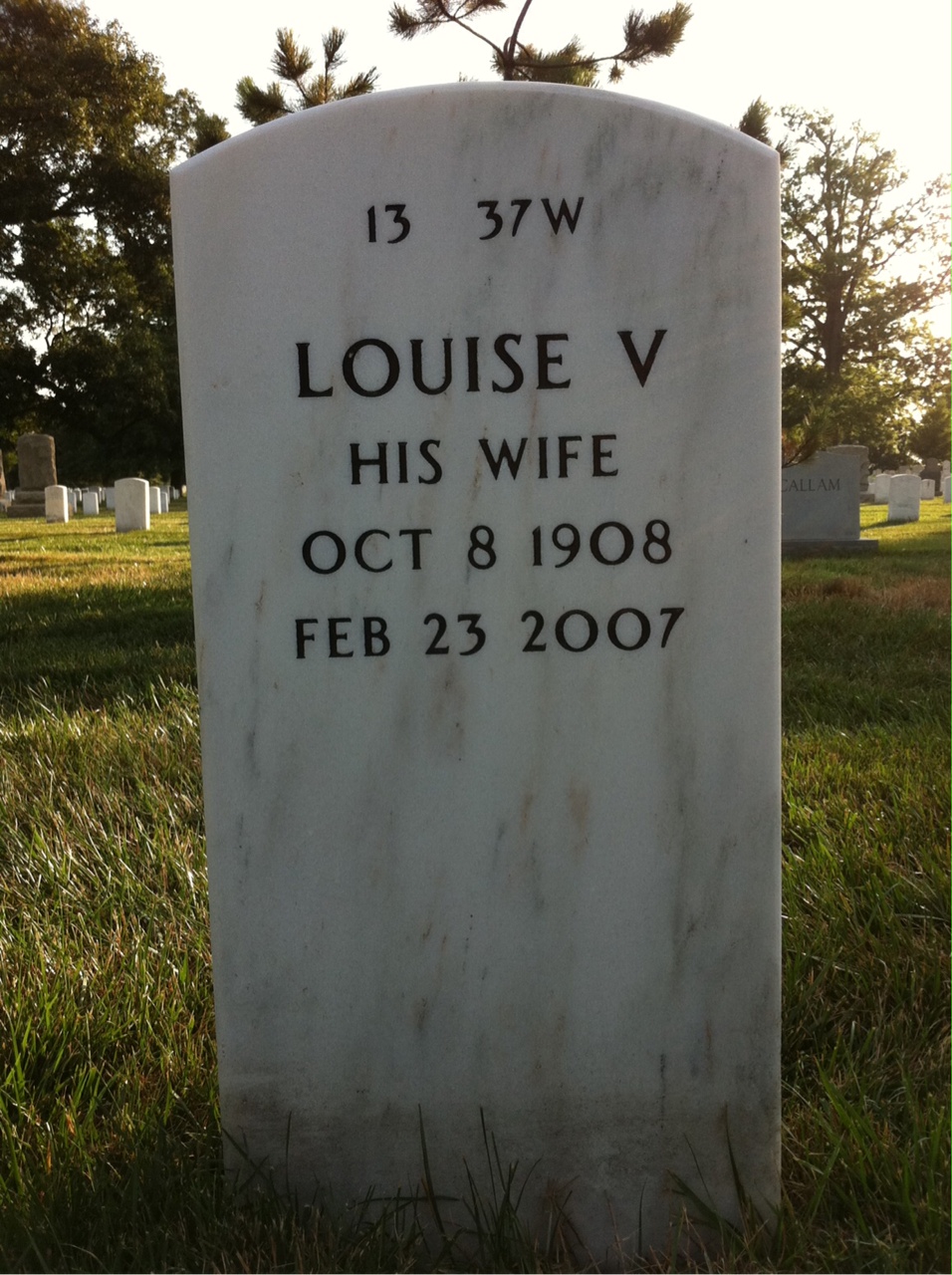 Back of headstone — Clement Wall