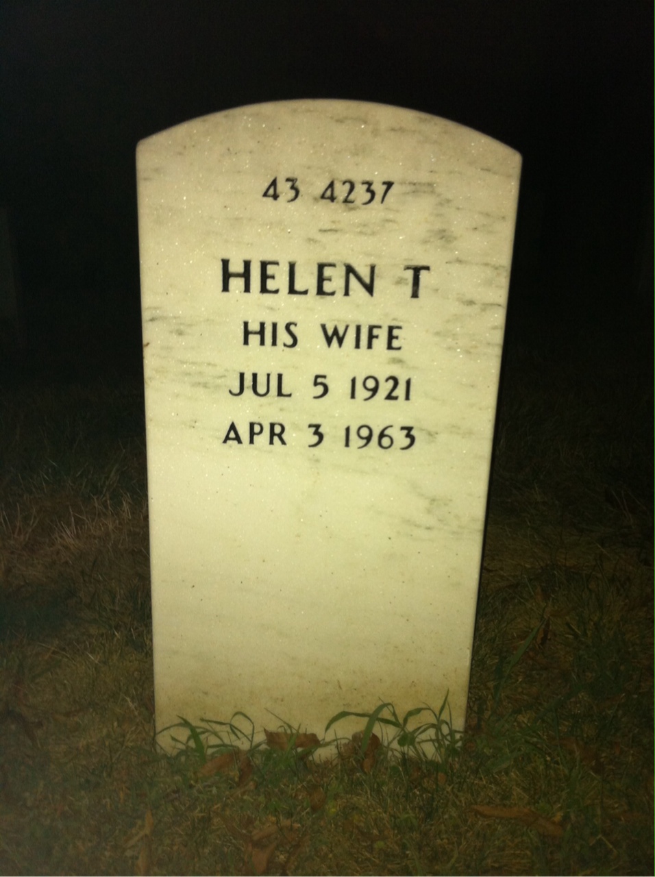 Back of headstone — Raymond Brooks