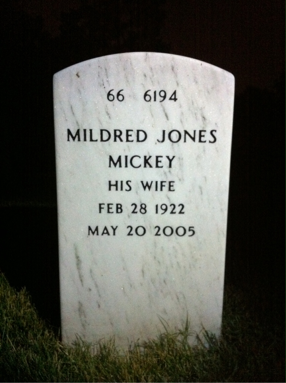 Back of headstone — James Luse