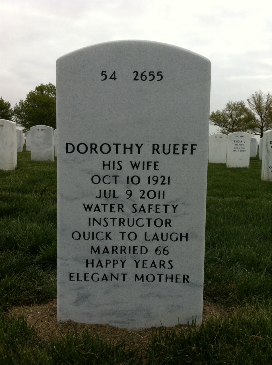 Back of headstone — Walter Huber