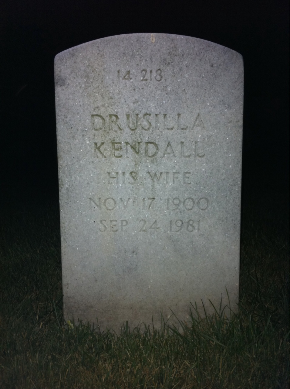 Back of headstone — Drusilla Montuori