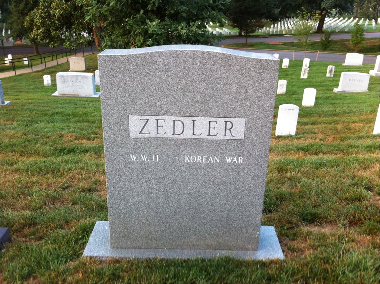 Back of headstone — Leonard W Zedler