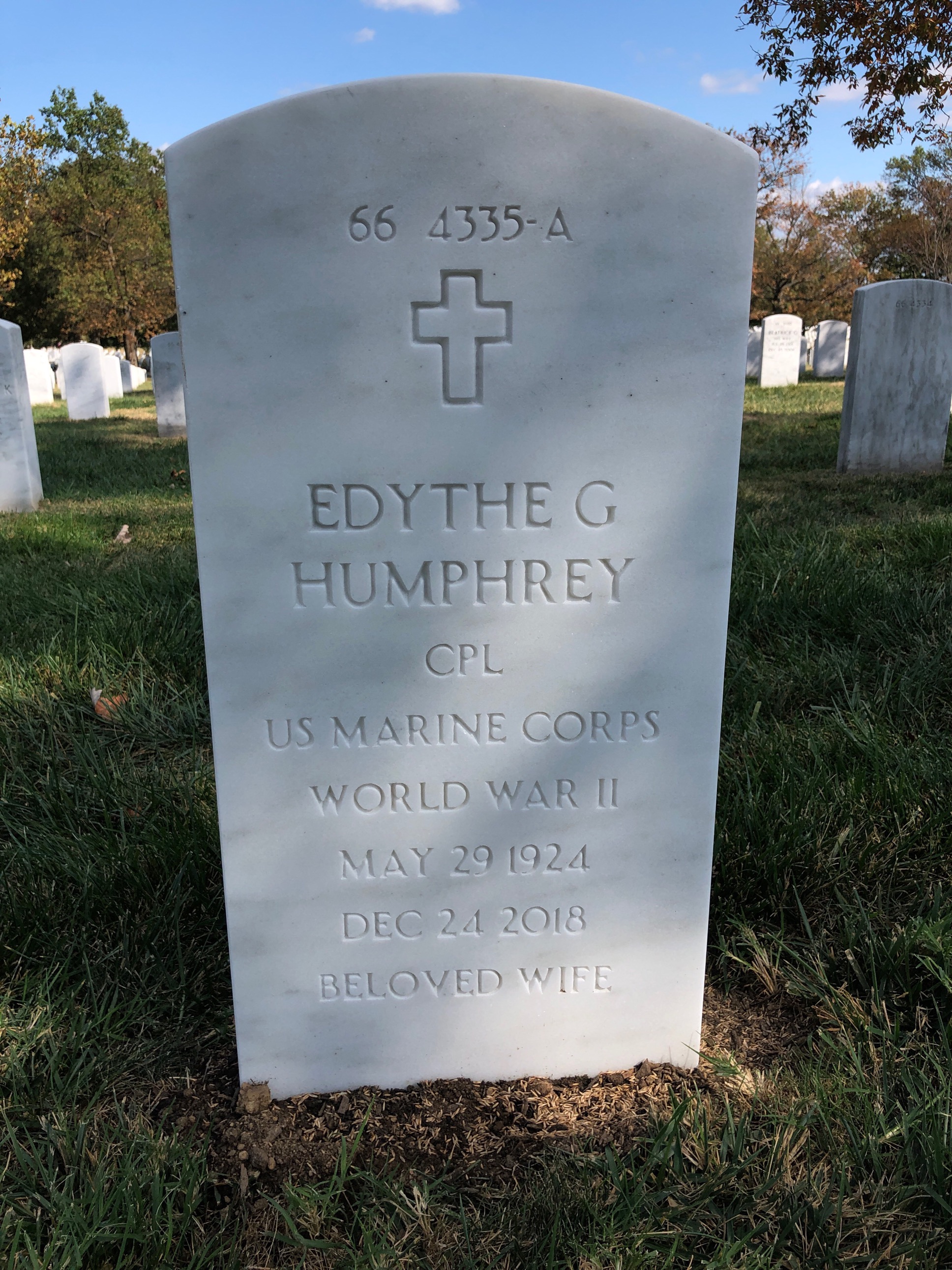 Back of headstone — William Richard Humphrey