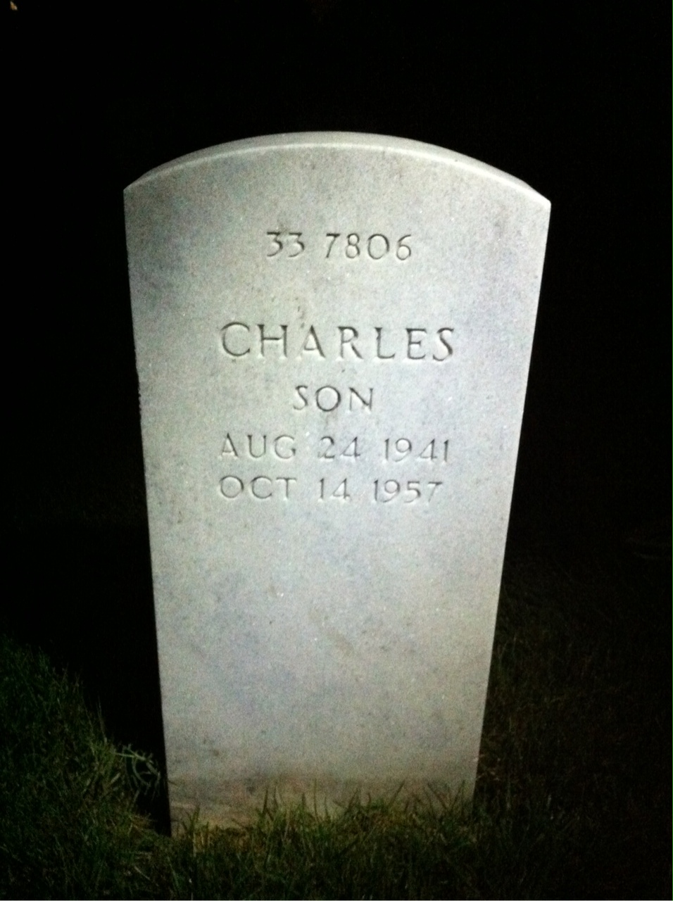 Back of headstone — Charles Braswell
