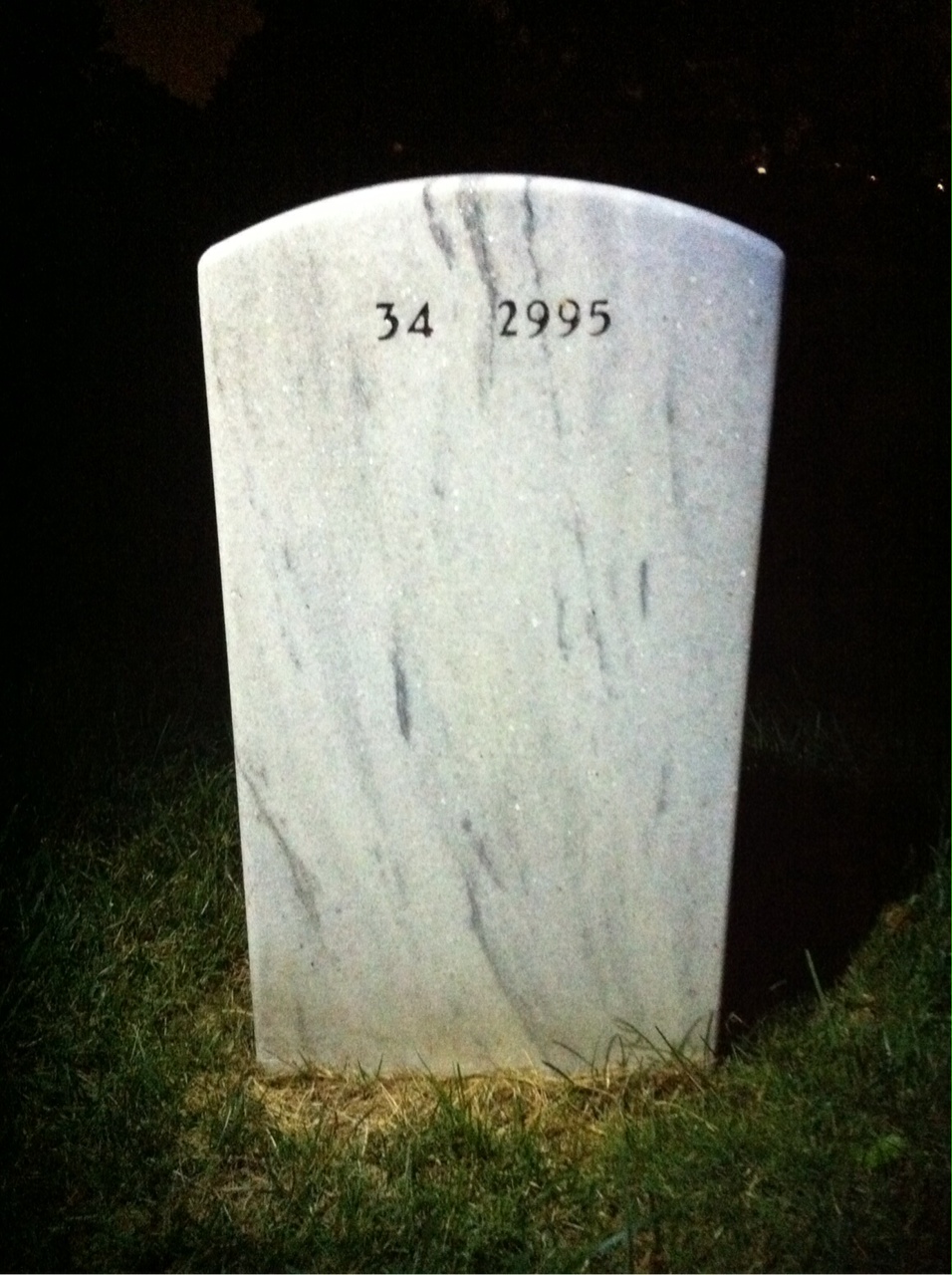 Back of headstone — Herman Parker