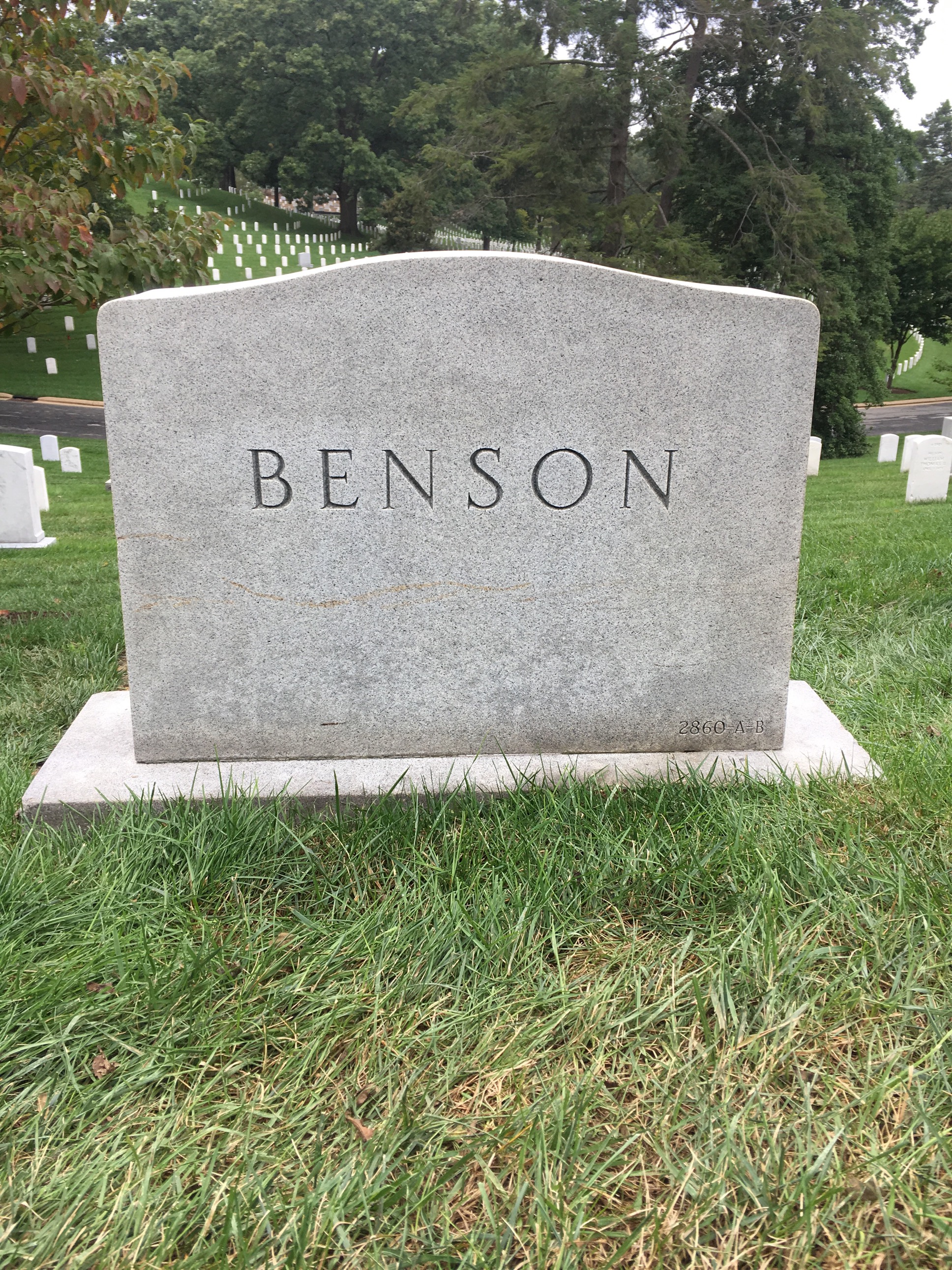 Back of headstone — Henry Benson