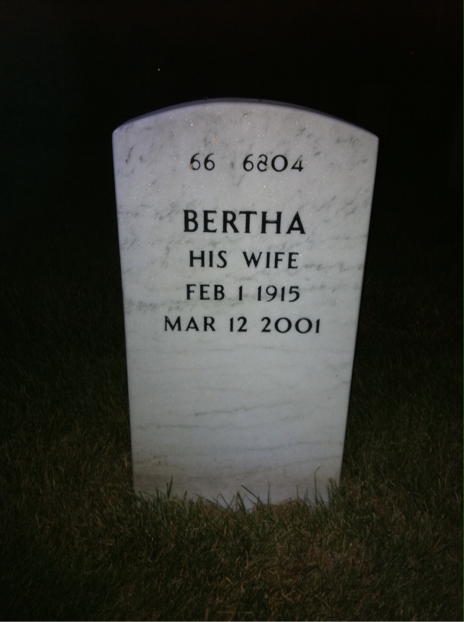 Back of headstone — Arthur Homer