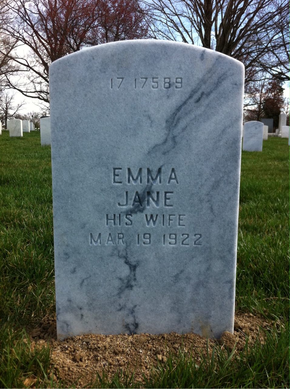 Back of headstone — Loren Milliken